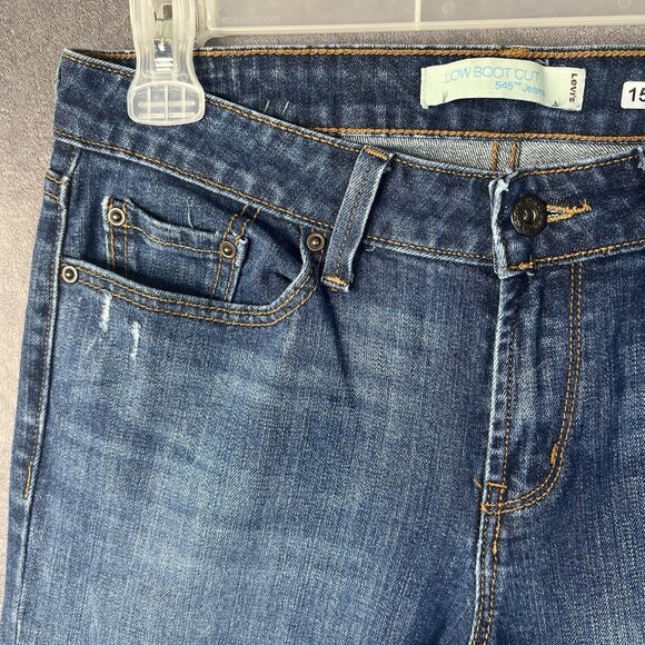 Womens 545 Levi Jeans Low Boot Cut Stretch Size 8M (30Wx32L) - Picture 4 of 13